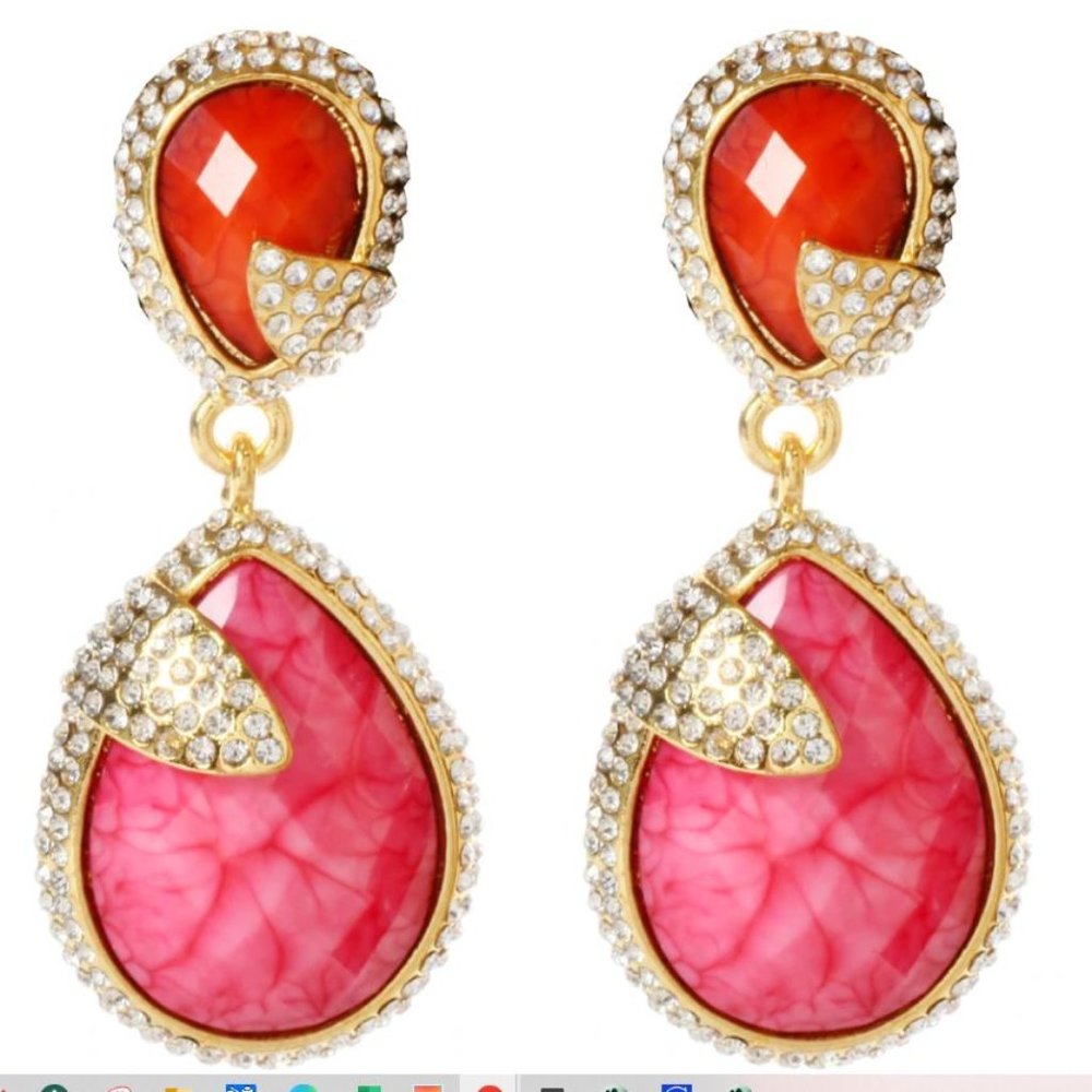 Amrita Singh Coral and Fuschia Pave Riverside Earring - New with tags as4 - Picture 3 of 6
